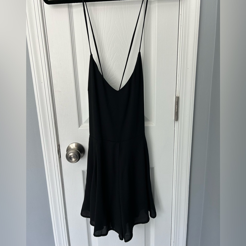 Express Black Romper with Spaghetti Straps